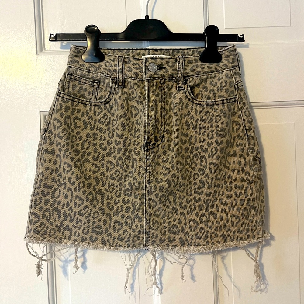 Pac sun Cheetah Denim Mini Skirt